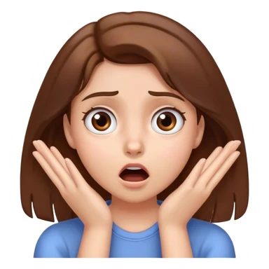 Shocked girl face and hands on face , brown hair  sticker
