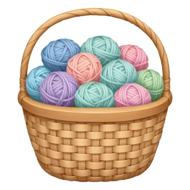 A white basket overflowing with soft pastel yarns sticker