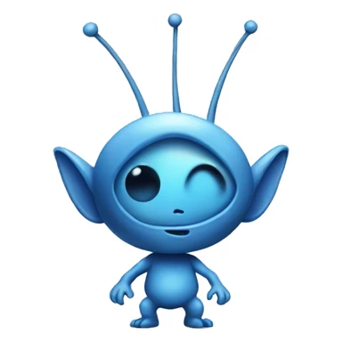 Blue tiny alien with antenna  sticker
