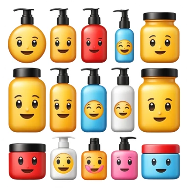 emoji of beauty products with brand labels sticker
