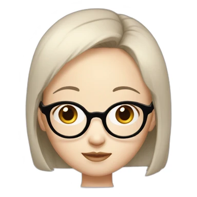 korean girl with big round glasses, bald, white skin color, big forehead sticker