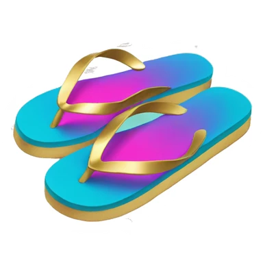 Realistic turquoise hot pink and gold metallic ombre flip flop. sticker