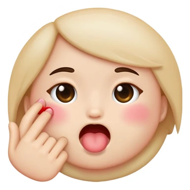 Cute blushed iphone emoji finger inside mouth sticker