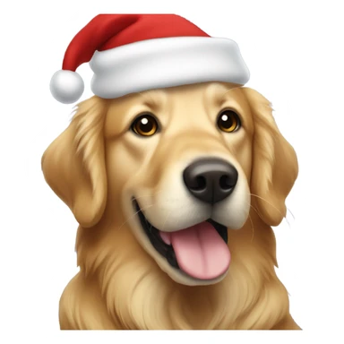 golden retriever wearing a santa hat sticker