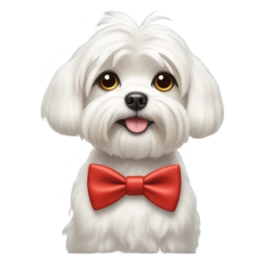 Maltese dog with red bowtie sticker