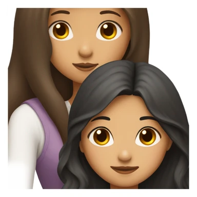 girl kissing girl one with black long wavy hair and the other with straight brown hair  sticker