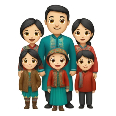 kazakh family photorealistic sticker