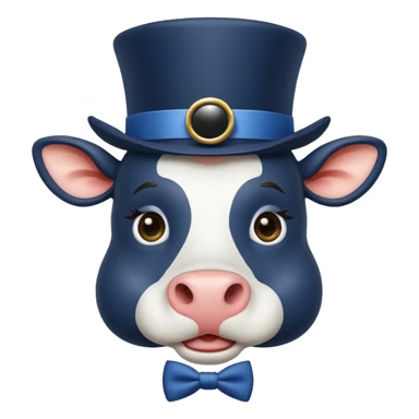 Silly cow with top hat monocle and is navy blue sticker