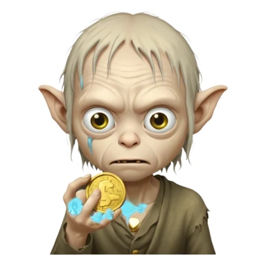 Gollum clutching a gold coin sticker