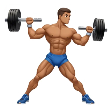 side-view bodybuilder dumbbell lunges sticker