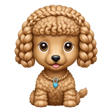 Miniature poodle with braids on its head sticker