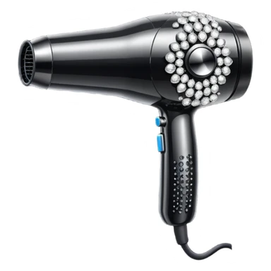 black blow dryer covered in diamonds sticker