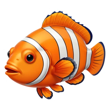 An orange and white striped clown fish with black outlines sticker