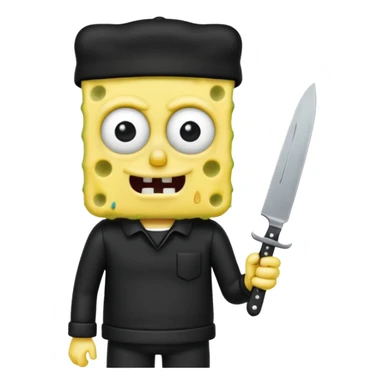 Emo SpongeBob holding a knife sticker