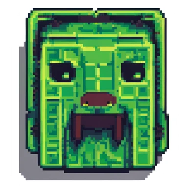 blocky minimal square pixel art Minecraft creeper face, very simple shapes sticker