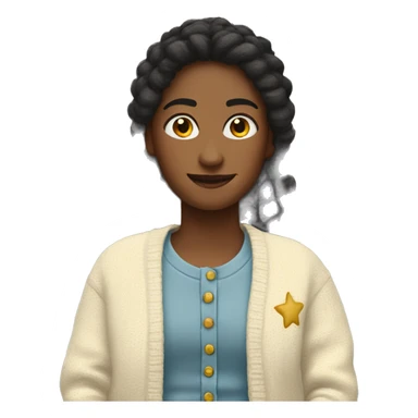 Cream cardigan with stars on the elbows sticker