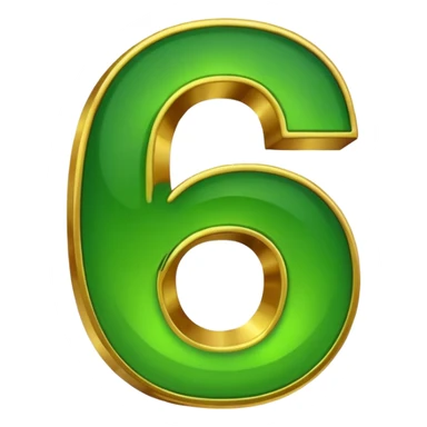 number 6 in golden and green shadows sticker
