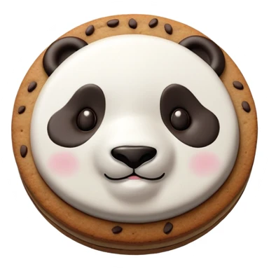 Chocolate biscuit with cute panda face design like Hello Panda cookie, round biscuit with panda face stamped on top sticker