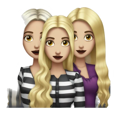 Beetlejuice sisters, two blond and one brunette long hair sticker