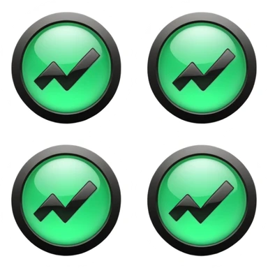 A sleek 3D icons set: a large green check mark integrated with the word "DONE" in bold black 3D text, modern corporate design, studio lighting, white background. sticker