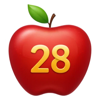 calendar with number 28, red top, apple style emoji sticker