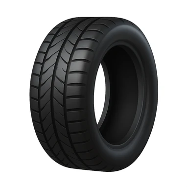 Create a tire emoji that looks exactly like the reference image in iOS emoji style. The emoji should have a 3D appearance with shiny, smooth gradients, soft shadows, and realistic tire texture, capturing the classic emoji look. Add a glossy effect to the rubber. sticker