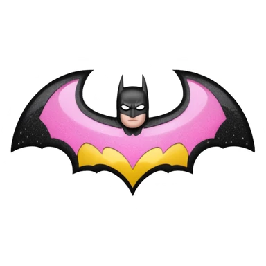 Make a batman logo emoji (girly) it should be black yellow and pink. sticker