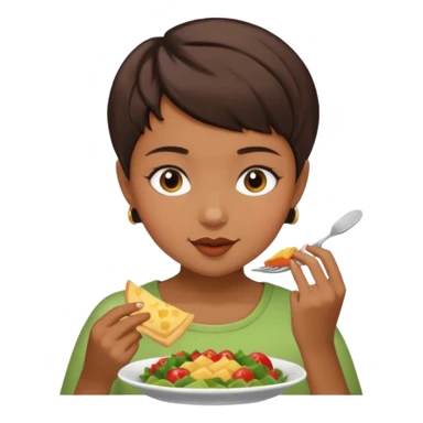 Girl brunette pixiecut Hair Brown Eating food  sticker