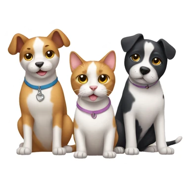 Cat and two dogs sticker
