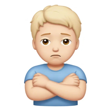 a puffy sad with folded arms sticker