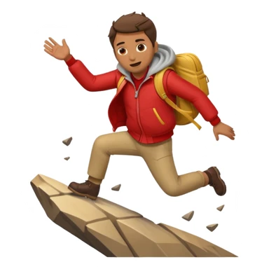 apple style emoji of a man tumbling down a mountain sticker