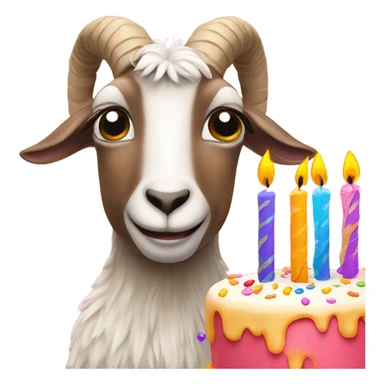 Goat with a birthday cake sticker