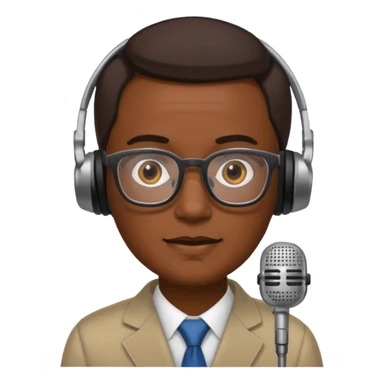 Un locutor de radio moreno con gafas sticker