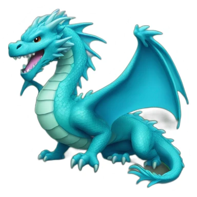 Dragon bleu qui crache de l'eau sticker