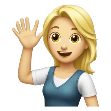 Blond girl surprised raising hand sticker