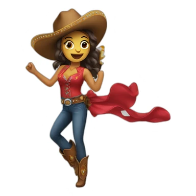 dancing salsa girl cowboy sticker