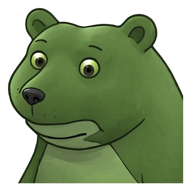 A bear in green bufo frog meme sticker