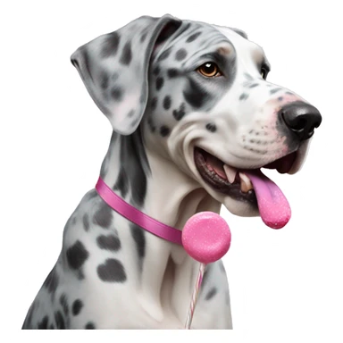 Blue Merle Great Dane eating pink lollipop sticker