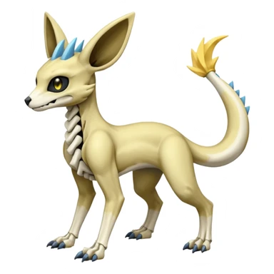 Skeletal-Manectric-Electrike-Lucio-Cubone-Umbreon-Marowak-Draco-Fakémon-hybrid-creature (full body), 4 legs sticker