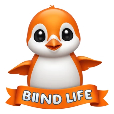 Colorful banner that says 'Bind is Life!!!', in bright orange, and on top of the banner a winking little white happy penguin sticker