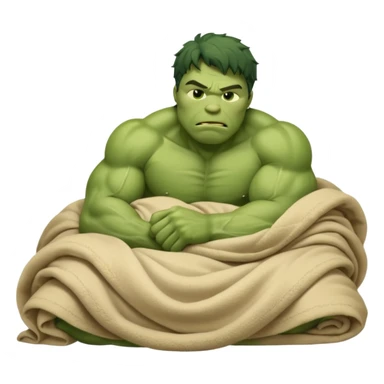 Incredible hulk curled up like a cat sleeping lying down in bed under blanket eyes closed sticker