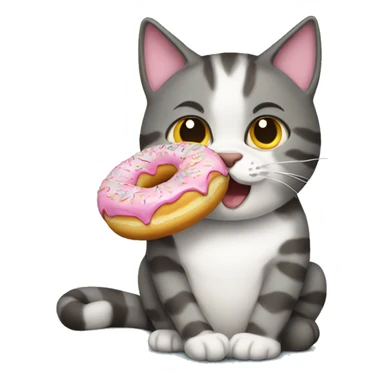 Cat eating donut sticker