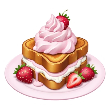 French toast with strawberries and pink whipped cream sticker