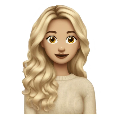 Blonde balayage long hair women beige sweater sticker