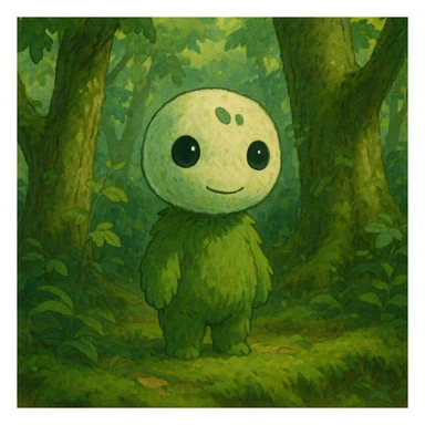 a whimsical forest spirit in ghibli style sticker