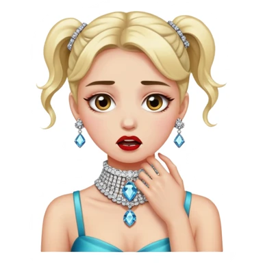 Dramatic bling girl choking holding her neck sticker