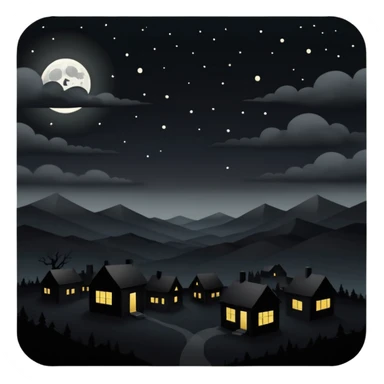 dark and eerie scene, the entire world covered in darkness. The sky is deep black with no stars or light, no moon, no glow just total void and silence. The atmosphere feels ominous and unsettling, as if darkness has swallowed everything. No characters, no visible light sources sticker