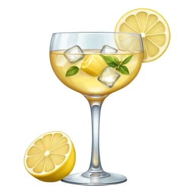 Spritz St-Germain avec citron et glaçons dans un verre cocktail  sticker