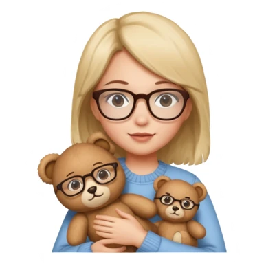 girl wearing glasses with teddy bear  sticker