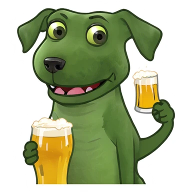 dog with beer sticker